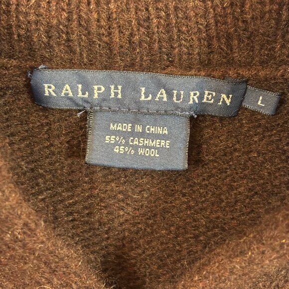 Ralph Lauren Men's Brown Cashmere Shawl Collar Old Money Button Sweater Sz S - Picture 4 of 9